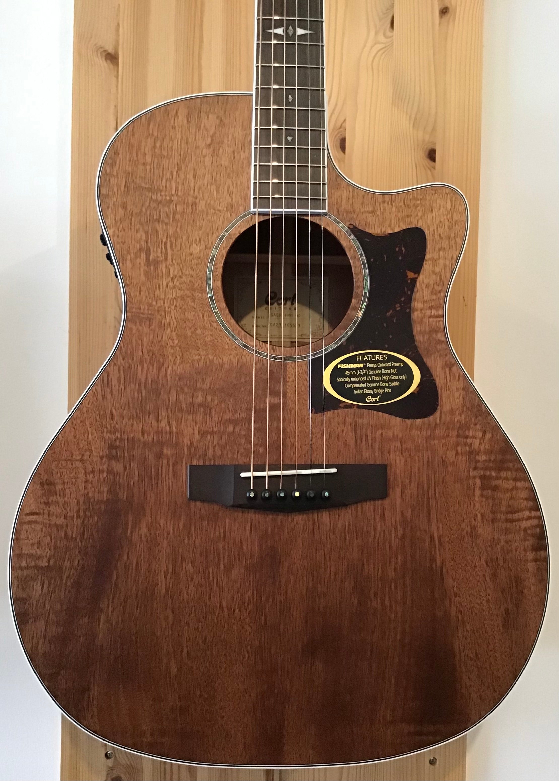 Cort GA5F-FMH Grand Regal Series Solid Flamed Mahogany Top Electro ...
