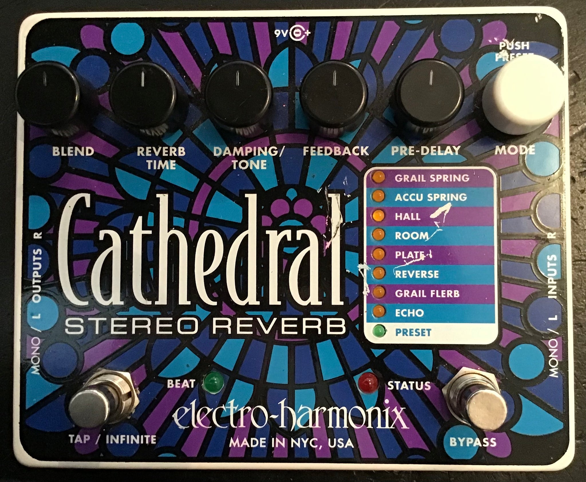 Electro Harmonix Cathedral Stereo Reverb Pedal Boxed S/H (c
